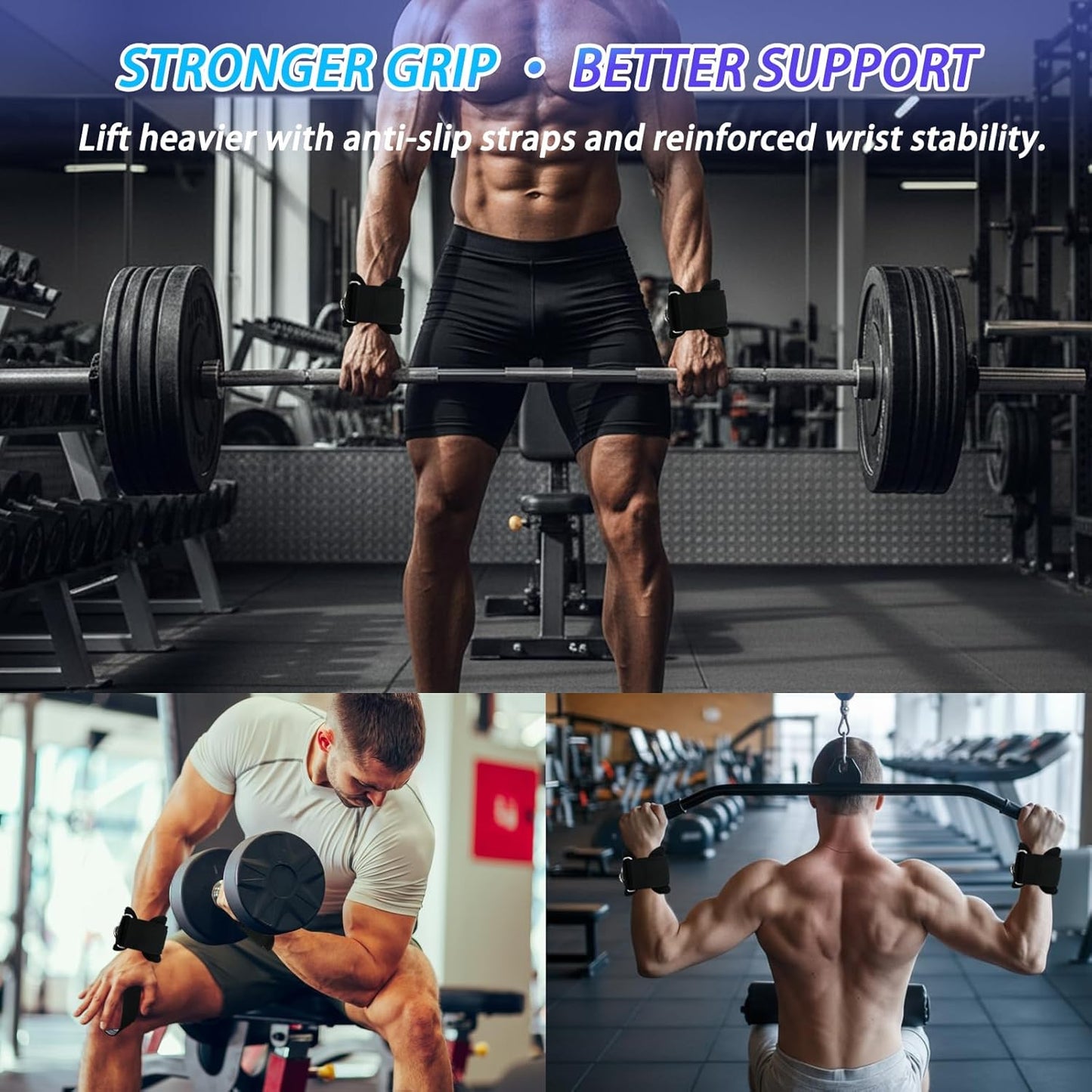Skiennix Non-Slip Weightlifting Straps - Double D-Ring Wrist Cuffs for Deadlifts & Pull-Ups