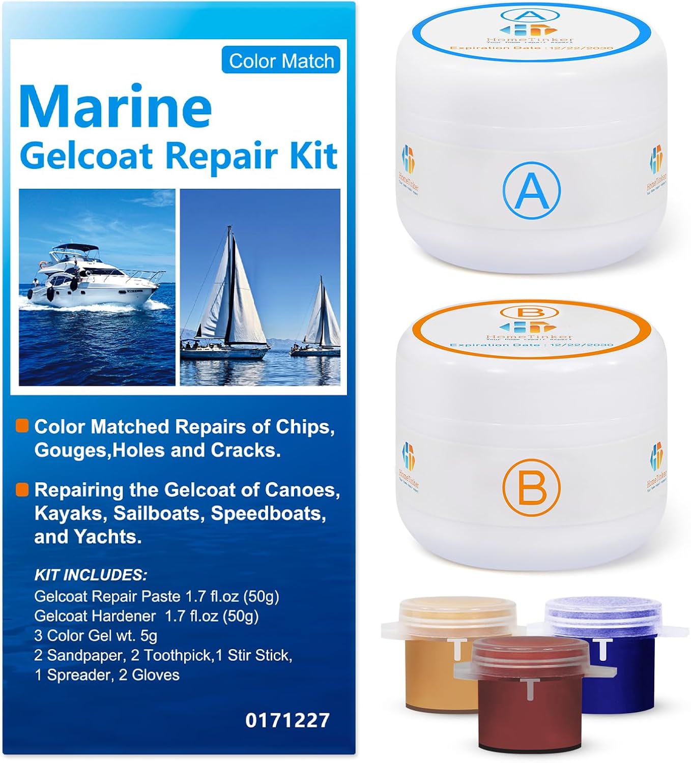 Skiennix Gel Coat Repair Kit - Premium Marine Fiberglass Epoxy Filler for Chips & Cracks | Color Match