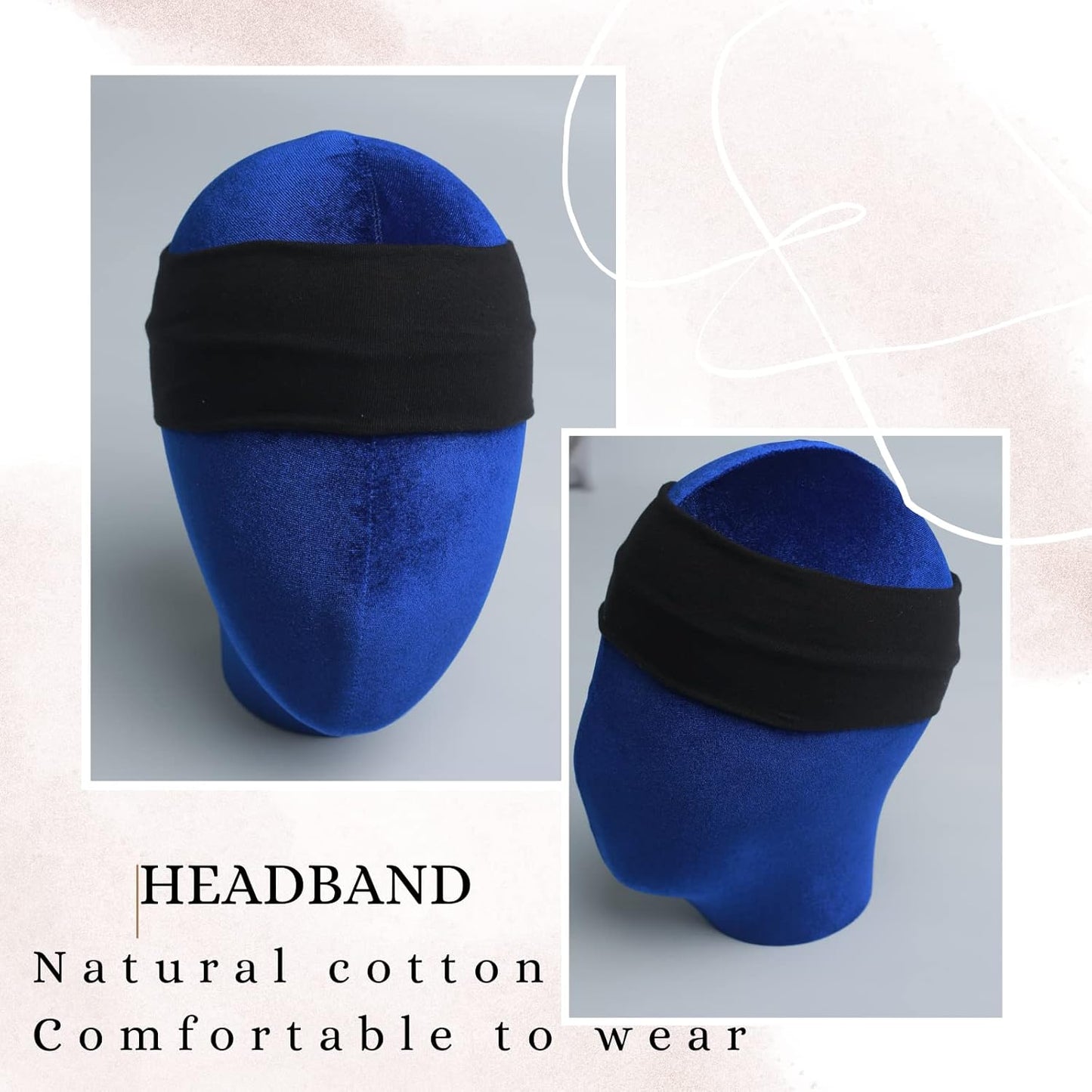 Skiennix Black Headbands for Women - Non-Slip Stretchy Cotton Hair Wraps | 6 Pcs Set
