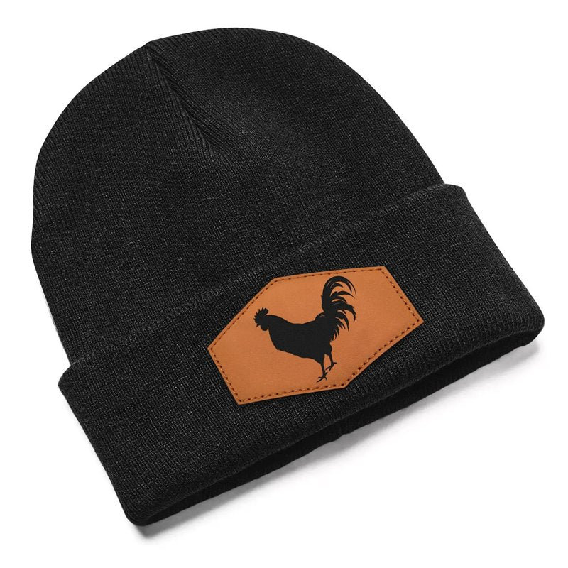 Jiaazerd Rooster Beanie Hat for Men Women, Warm Winter Knit Cap Black