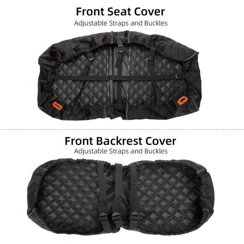 Roykaw 1680D Oxford Cloth Golf Cart Front Seat Covers for EZGO TXT, No Drilling Required, Wrinkle & Wear Resistance, Easy Installation