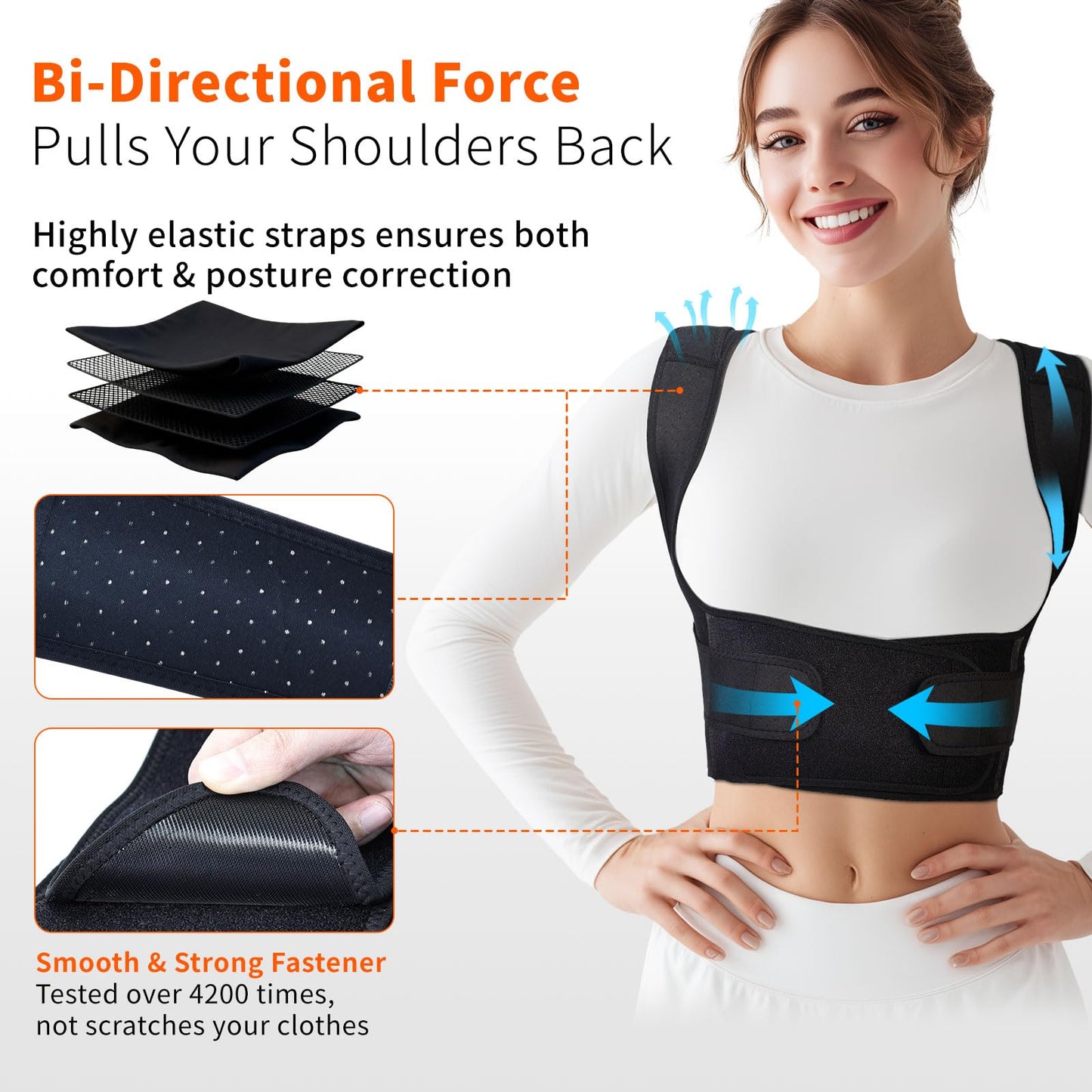 FALCOFIT Posture Corrector for Men and Women, Instant Back Straightener, Adjustable Upper Back Brace, Invisible Shoulder Brace Hunchback Corrector for Slouching, Scoliosis, Neck Pain Relief (Medium)