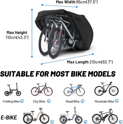Favoto Bike Cover - Waterproof Outdoor Protection for 2 Bikes | XXL Size for Sun, Rain, Dust & Wind