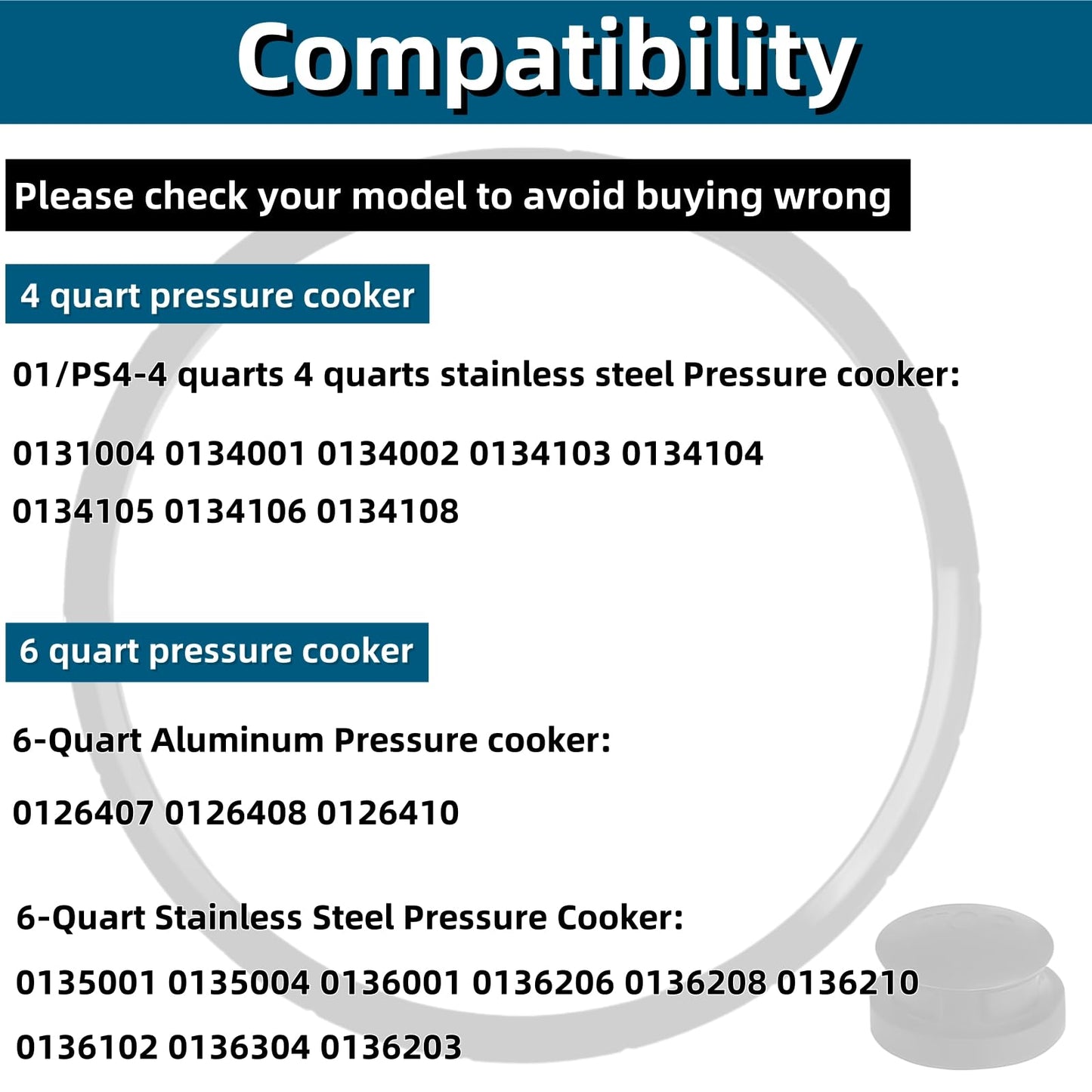 09936 Pressure Cooker Sealing Ring, Overpressure Plugs Fit for Presto Pressure Cooker, Model 4 Quart 6 Quart, Replace 0126002 0136102 0136403 0136304 0136001 0216001