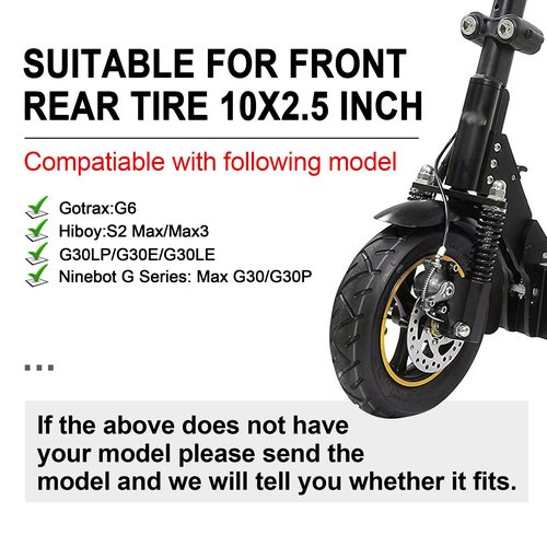 RUTU 10X2.50 Solid Tire,60/70-6.5 10X2.5 Electric Scooter Solid Rubber Tires for Ninebot MAX G30 G30P G30LP,Black 2PC