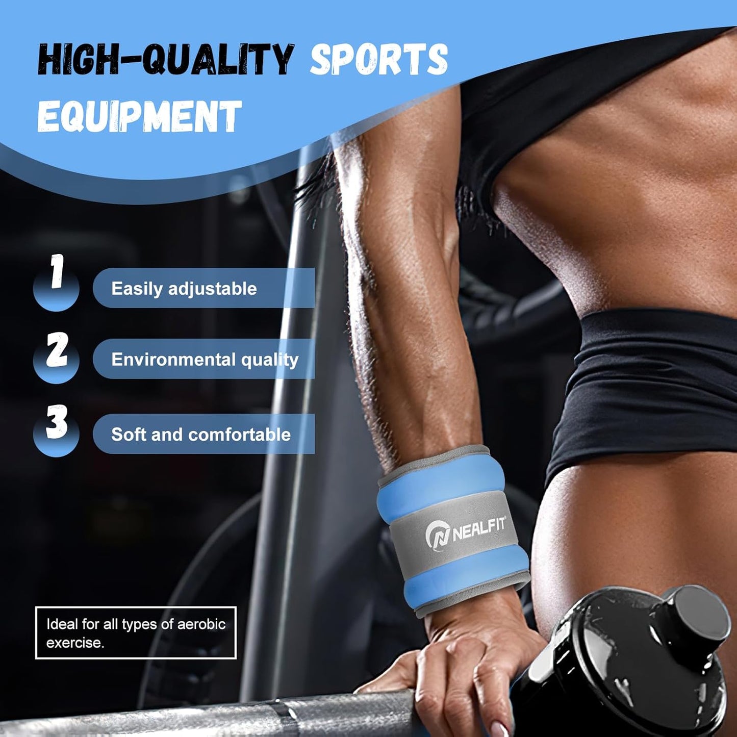 NEALFIT Ankle Weights - Adjustable Leg & Arm Weights for Running, Gymnastics & Fitness | Unisex