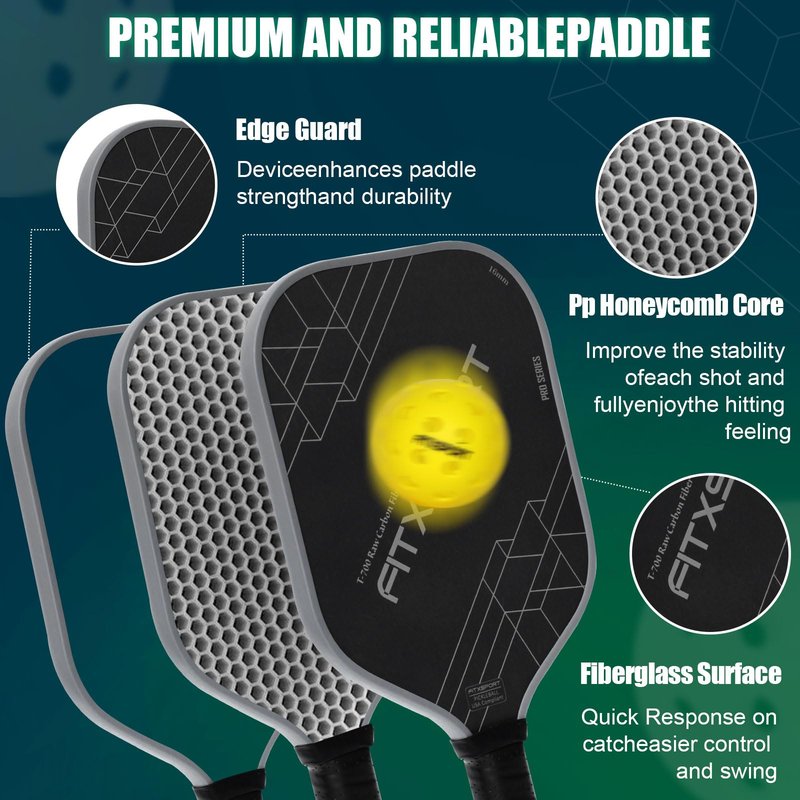 T700 Raw Carbon Fiber Pickleball Paddle with 2 Pickle Balls | 16mm Pickleball Paddle for Adults, Kids & Juniors, Perfect Pickleball Racket for Top Spin, Pickleball Gifts for Men, Women & Youth (Blue)