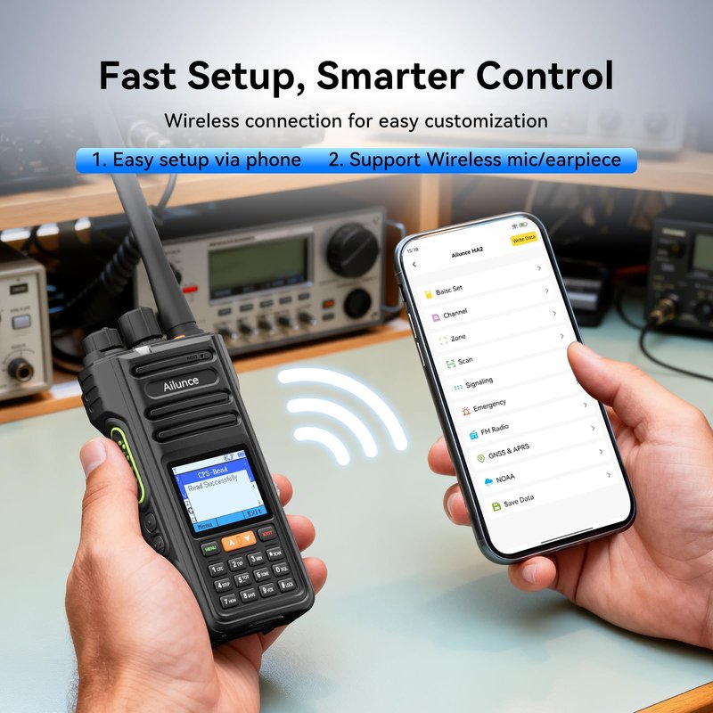 Retevis Ailunce HA2 Ham Radio Handheld with Earpiece, APRS, Chirp, Bluetooth APP Control, High Power Dual Band Ham Radio, Air Band Reception, IP67 Waterproof Walkie Talkie for Emergency Outdoor