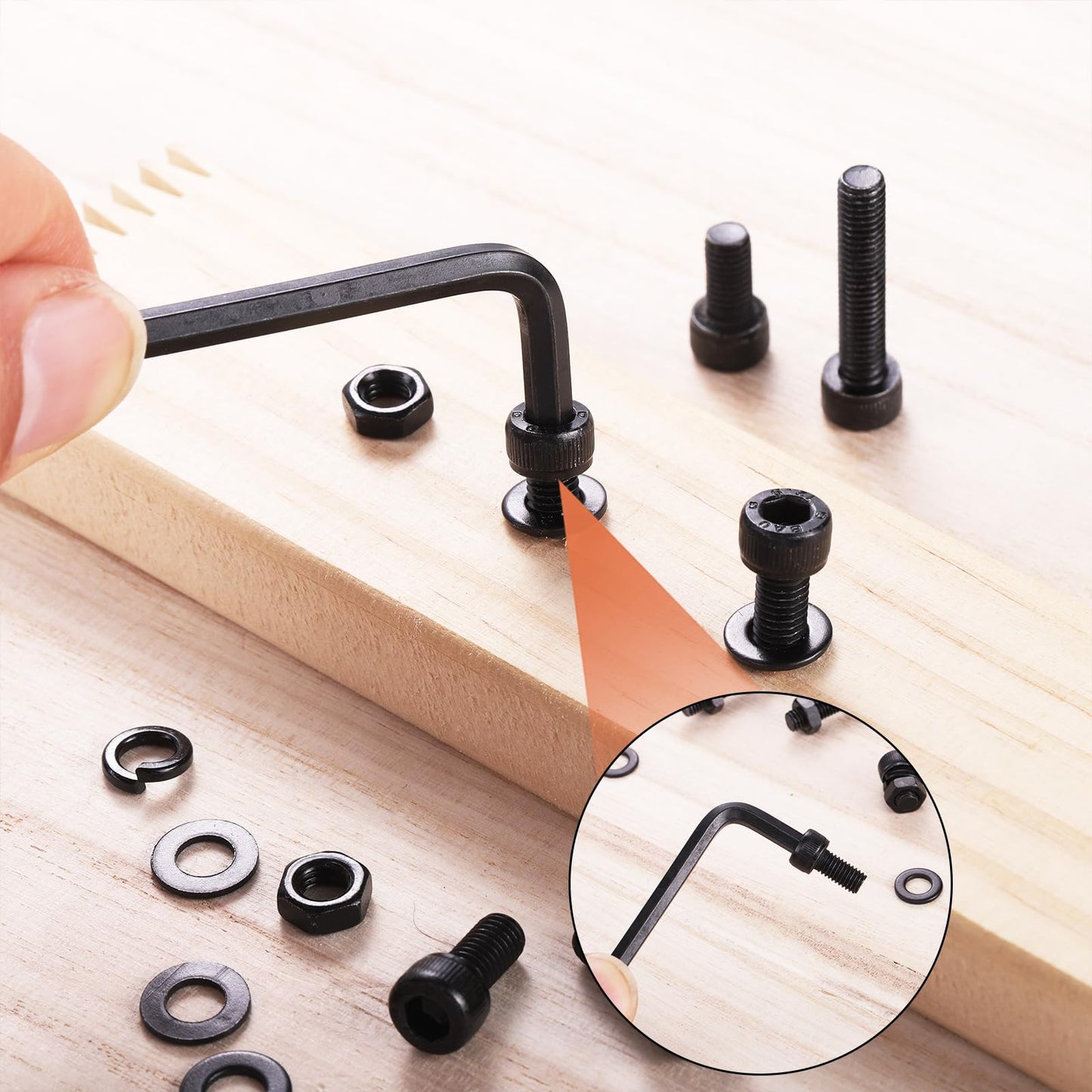 172 Pcs M6 Screws Assortment Kit, M6x 8/10/12/16/20/25/30/35mm M6 Bolts Kit 12.9 Alloy Steel Nuts and Bolts Assortment Kit Black Zinc Plated Hex Socket Head Screws Nuts Bolts and Washers Set