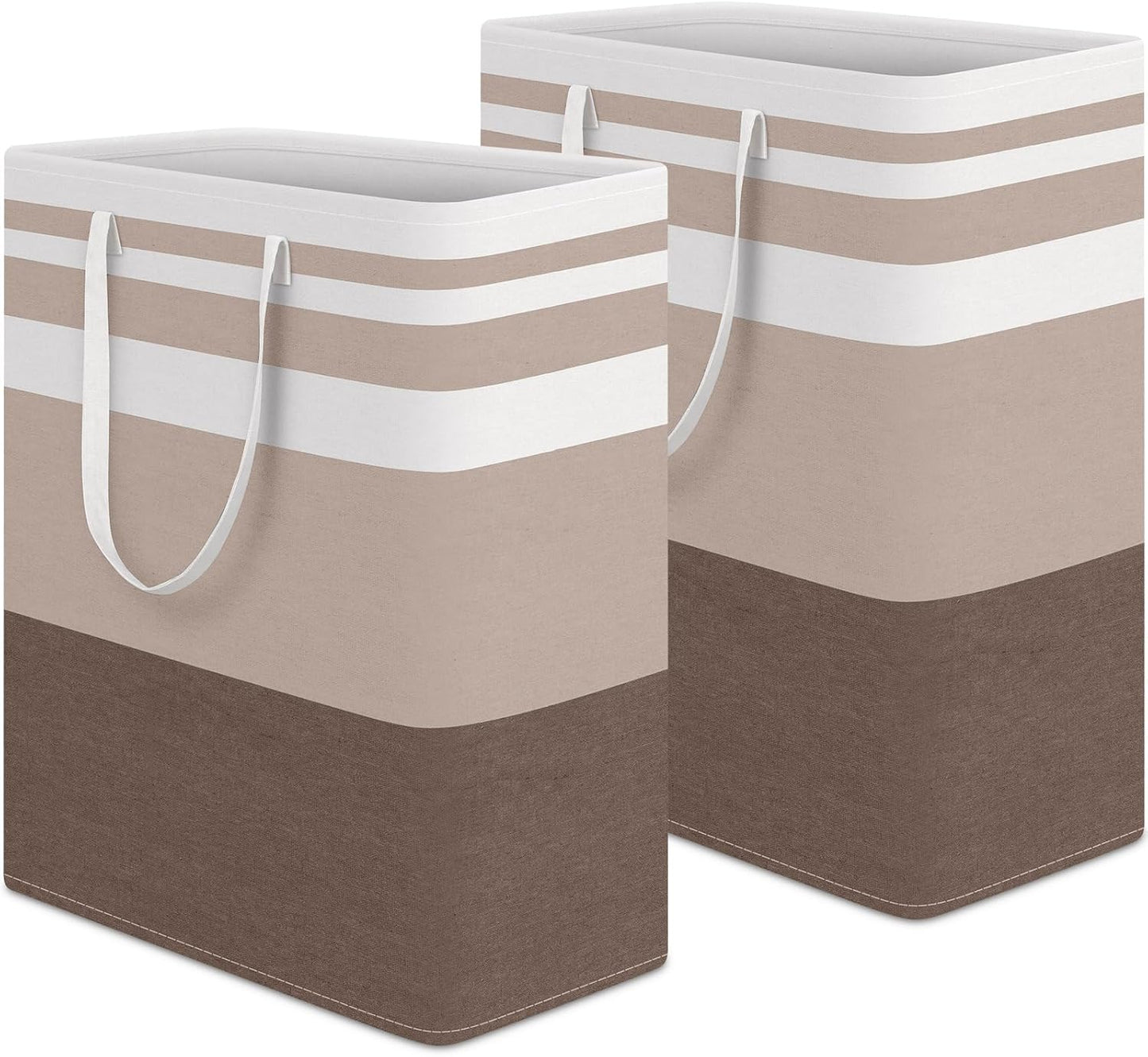 Waterproof 100L Laundry Basket Set - Collapsible Freestanding Hamper with Extended Handles - 2-Pack Gradient Grey for Clothes & Toys