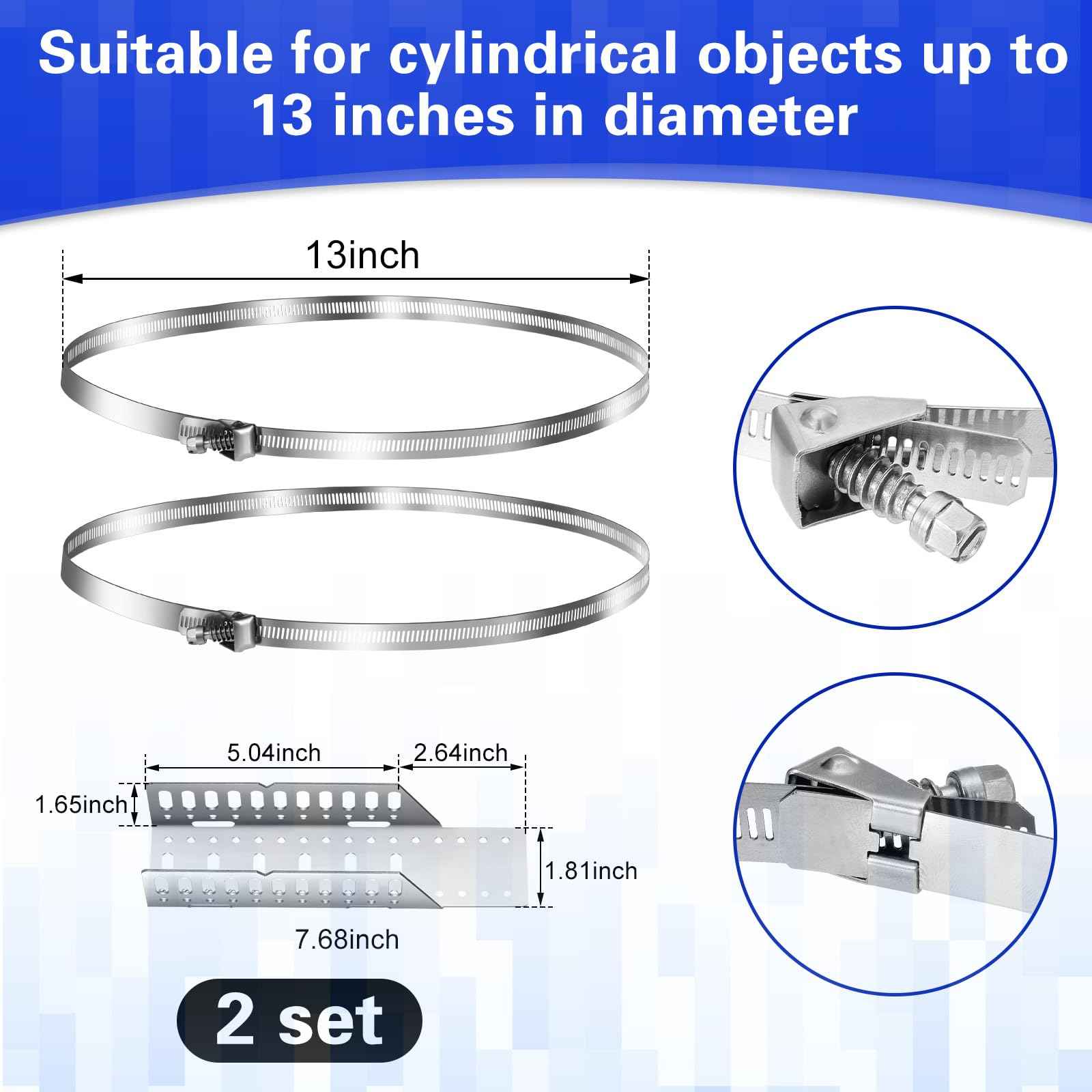 Blulu 2 Set Expansion Tank Mounting Bracket Thermal Expansion Tank Holder with 4 Water Heater Strap Earthquake Straps Nitrogen Propane Holder for 5 Gallon or 13 Inch Diameter Pole