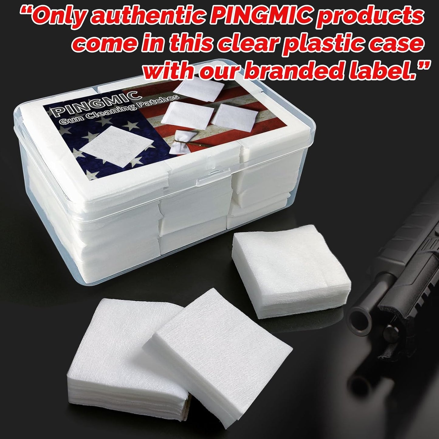 PINGMIC Gun Cleaning Patches - Highly Absorbent Lint-Free Cloth for .22 to .45 Caliber | 2" Size