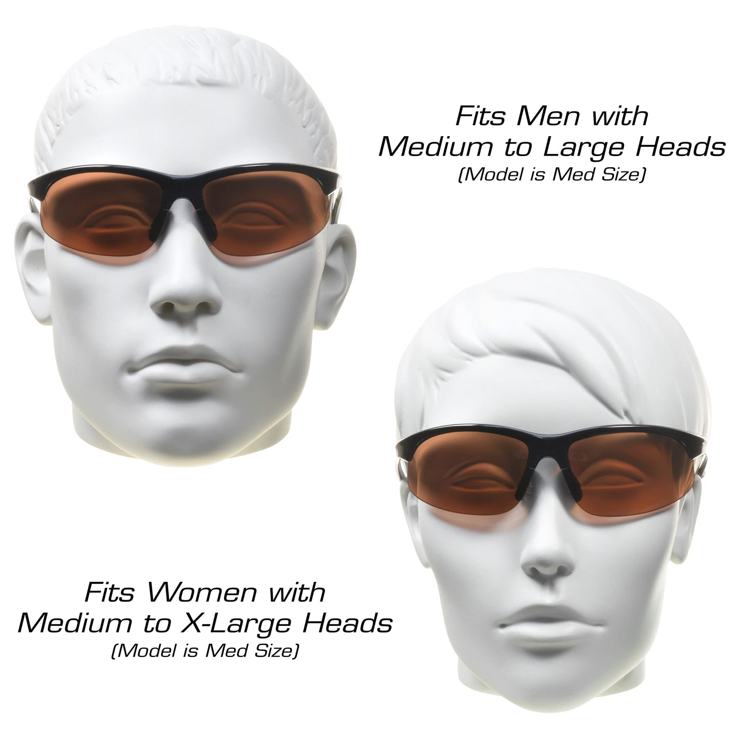 proSPORT BIFOCAL Sunglasses Readers +2.50 High Definition Amber Lens Semi Rimless Sport Frame Mens Womens