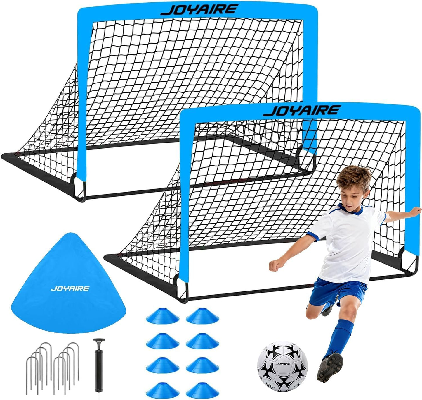Pro-Grade Kids Soccer Goal - Tear-Resistant 5-Layer Net & Durable 10mm Poles | Portable Training Set (4x3ft/6x4ft/7x5ft)