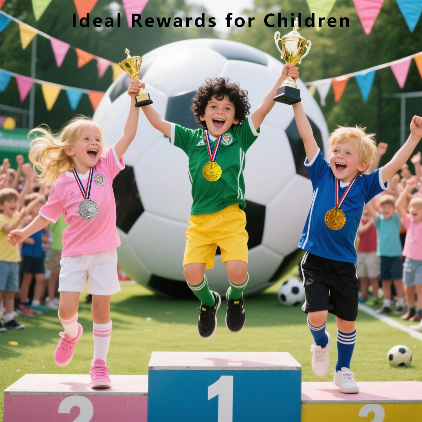 36 Pieces Plastic Gold Silver Bronze Winner Medals for Kids for Award, Olympic Trophy Medals for Kids Games Competitions, Gifts, Sports Party Favors and Decorations