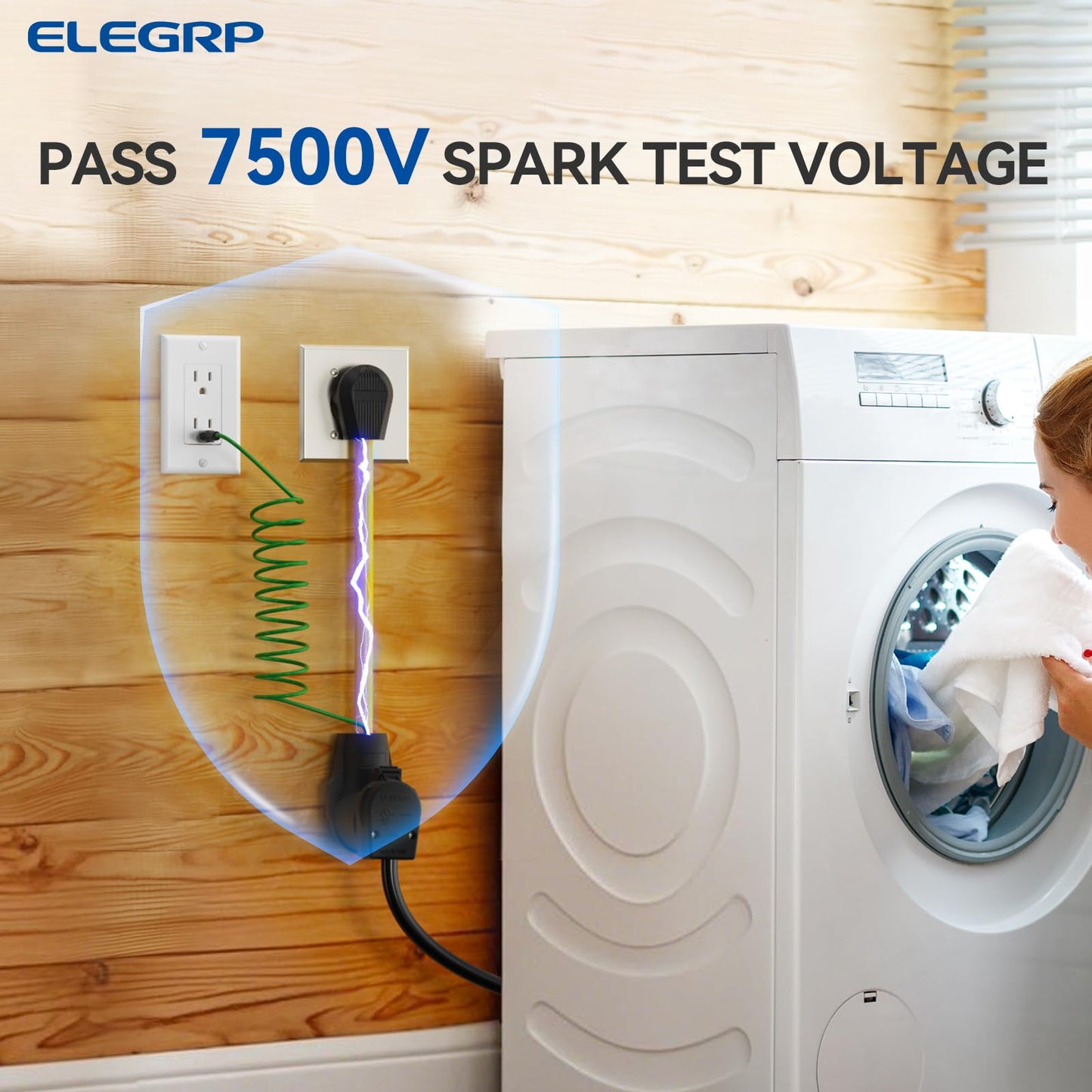 ELEGRP 1.5FT Dryer Adapter Cord, NEMA 14-30P to 10-30R, 4 Prong New House to 3 Prong Old Dryer, 30 Amp/250V/7500W, Heavy Duty 10-AWG STW, 180° Rotating Plug, UL Standard Compliant