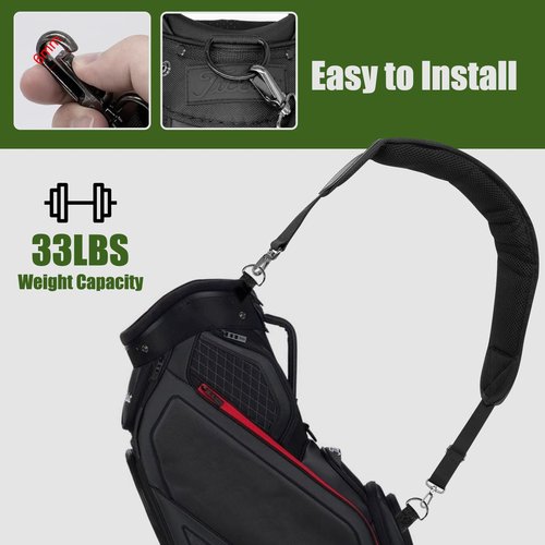 BAIRBRE Golf Bag Strap Replacement Golf Bag Shoulder Strap Adjustable Single Padded Shoulder Strap Waterproof Golf Bag Backpack Straps (Black-USA Flag)
