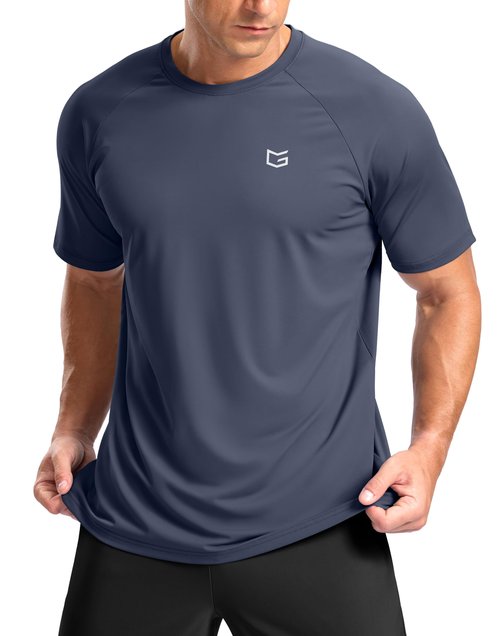 G Gradual Men's Athletic Workout T-Shirts Moisture Wicking Cooling Running Shirts Short Sleeve Performance Tee for Gym Tennis(Dusty Blue,XL)