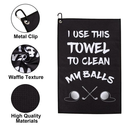 Golf Accessories Towel Gifts for Men -Funny Towel Cleaning Cloth with Clip for Bags Golf Balls & Clubs, Gifts for Him Golfer Husband Boyfriend Christmas Birthday Valentines Day Fathers Day Retirement