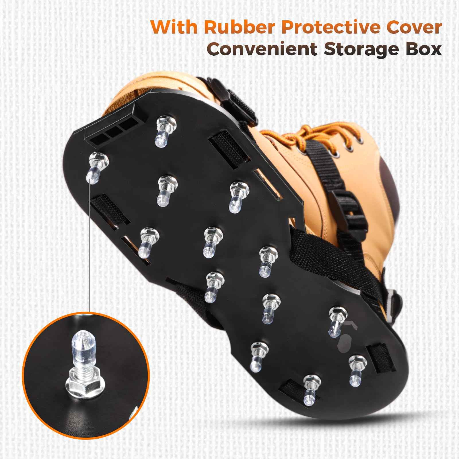 Gunite Spiked Shoes for Epoxy Floor,2 in 1 Fully Assembled，2 Lengths of Spikes with 1.8"" and 1.2"" Short Spikes，Perfect for Epoxy Garage Floors,Overlays, Lawn Aeration，Aerator Shoes