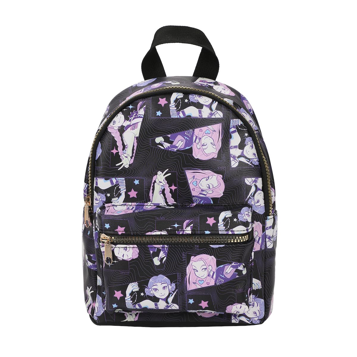 Bioworld KPop Demon Hunters Huntrix AOP Adult Black 11.5" Mini Backpack