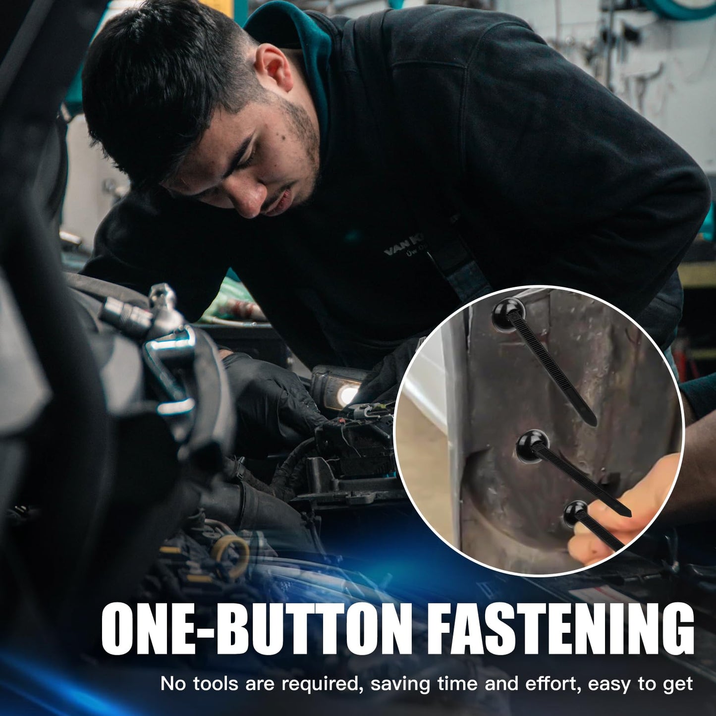 150Pcs Nylon Universal Cable tie Buckle for Car Repairs, Universal Cable Tie Buckles, Automotive Trim Clips - Heavy Duty Black Plastic Rivets, Bumper & Fender Retainer Clips for Auto Body Parts