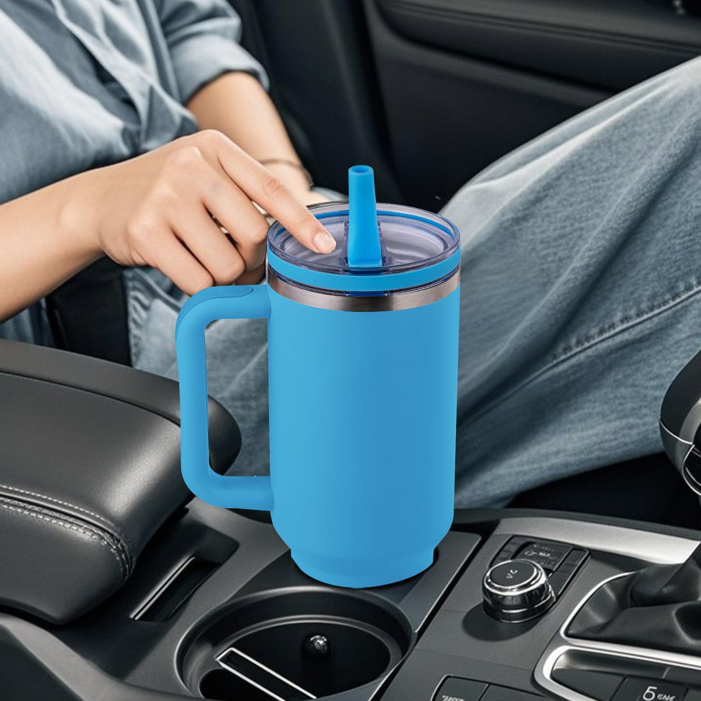 Replacement Lid for Stanley 40 oz and 64 oz Tumbler.Leakproof Flip Straw Lid Fit Stanley Cup Quencher H2.0 40 oz/64 oz and Stanley ProTour 40oz/64oz Tumbler.(Rose Quartz,2-Pack)