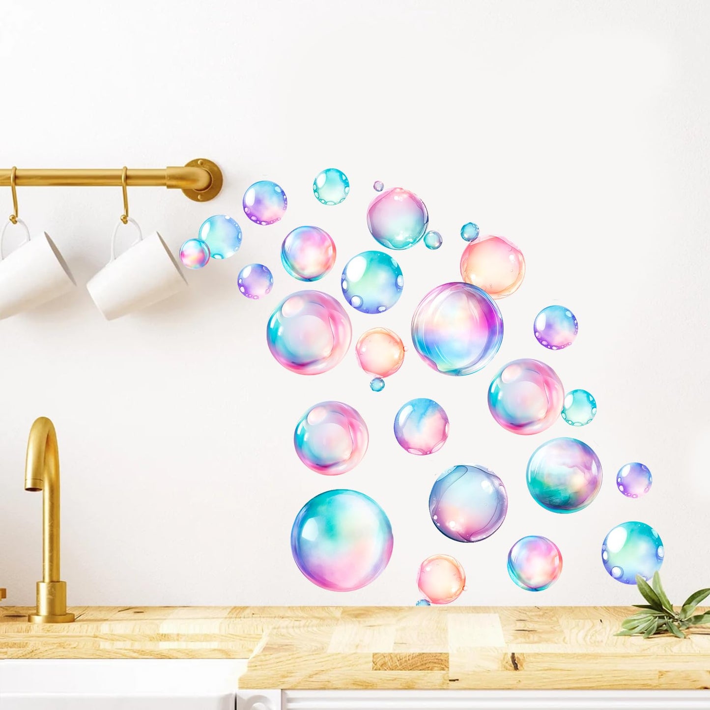Soap Bubbles Decals,66-Set Colorful Bubble Stickers Undersea World,Bathroom Decals for Walls,Ceramic Tiles and Furniture