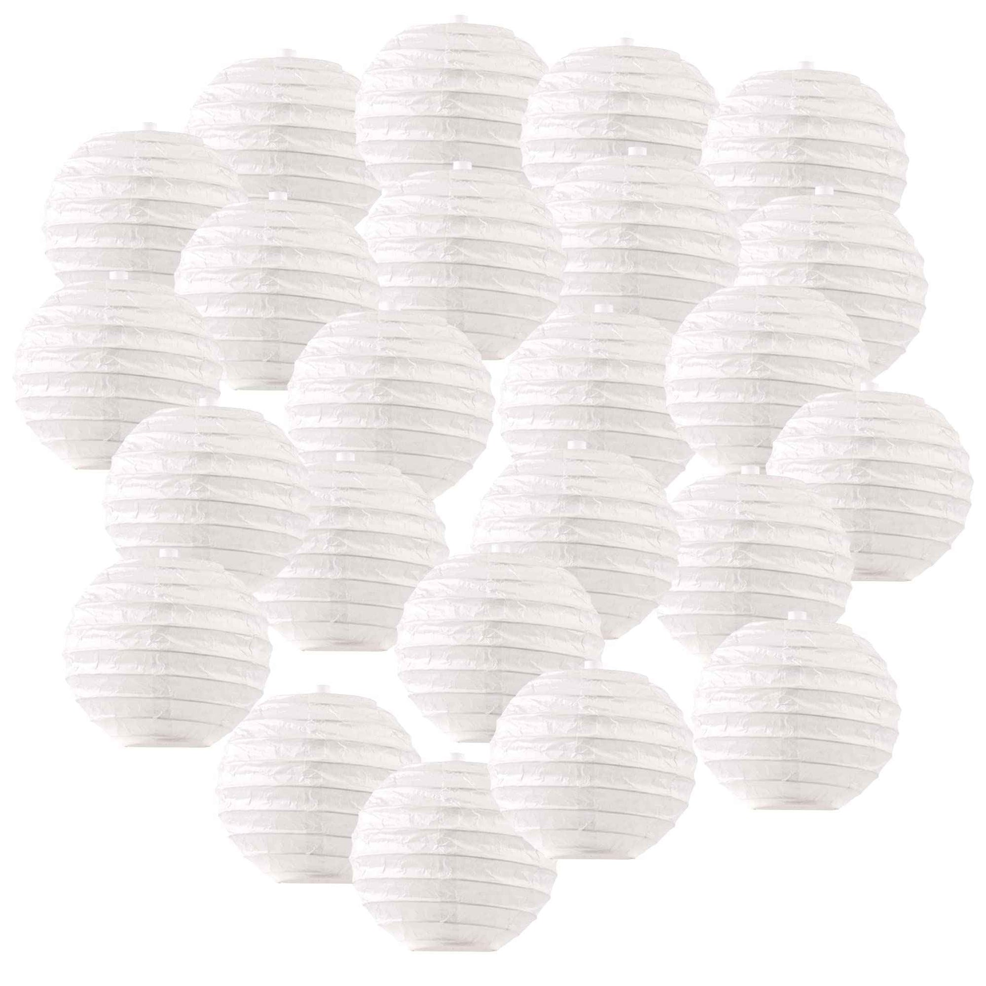 6" White Round Paper Lanterns, JRing 24pcs White Chinese Japanese Mini Paper Ball Lanterns for Weddings, Parties & Home Decor (24Pack)