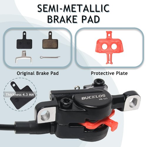 BUCKLOS MTB Hydraulic Disc Brakes Set with 160mm Rotors 2 Piston Bike Disc Brake Aluminum Alloy Levers with Calipers PM/IS Adapter Fit for Mountain Bike, Road Bike, BMX HB-323