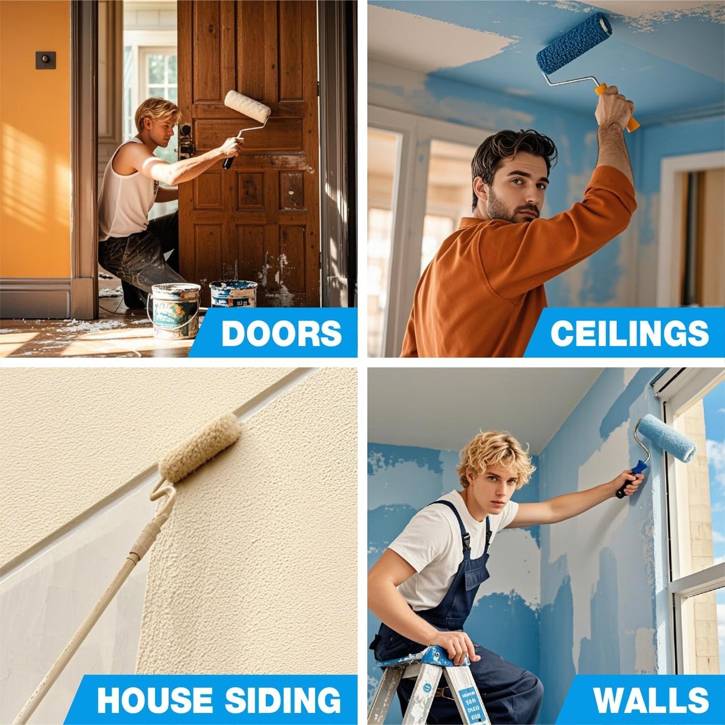 King Origin 9 Inch Microfiber Paint Roller Covers, 1/2" Nap, 3-Pack Paint Rollers for Wall & Ceiling Painting, Professional & Home Use