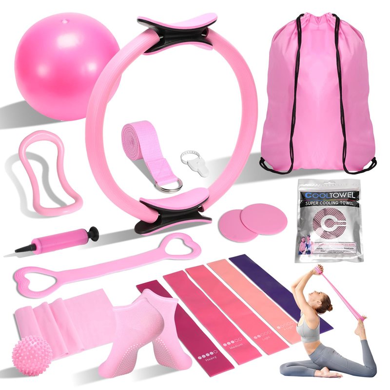 CARDOBIR Pilates Equipment for Women 18 PCS at Home Pilates Kit 12" Pilates Ring Set for Beginners Home Workouts (Fashion)