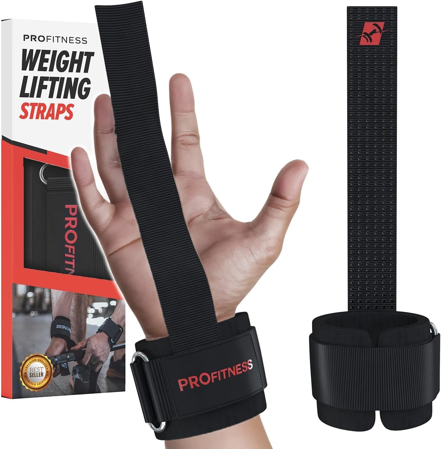 ProFitness Weight Lifting Straps - 10” Padded Neoprene Straps with Non-Slip Grip for Men & Women