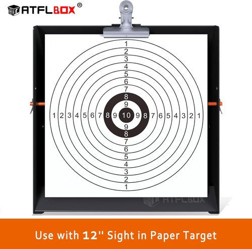 Atflbox Pellet Trap - Spinning Shooting Targets with 12"x12" Bullseye Paper for .177/.22 Caliber Air Guns
