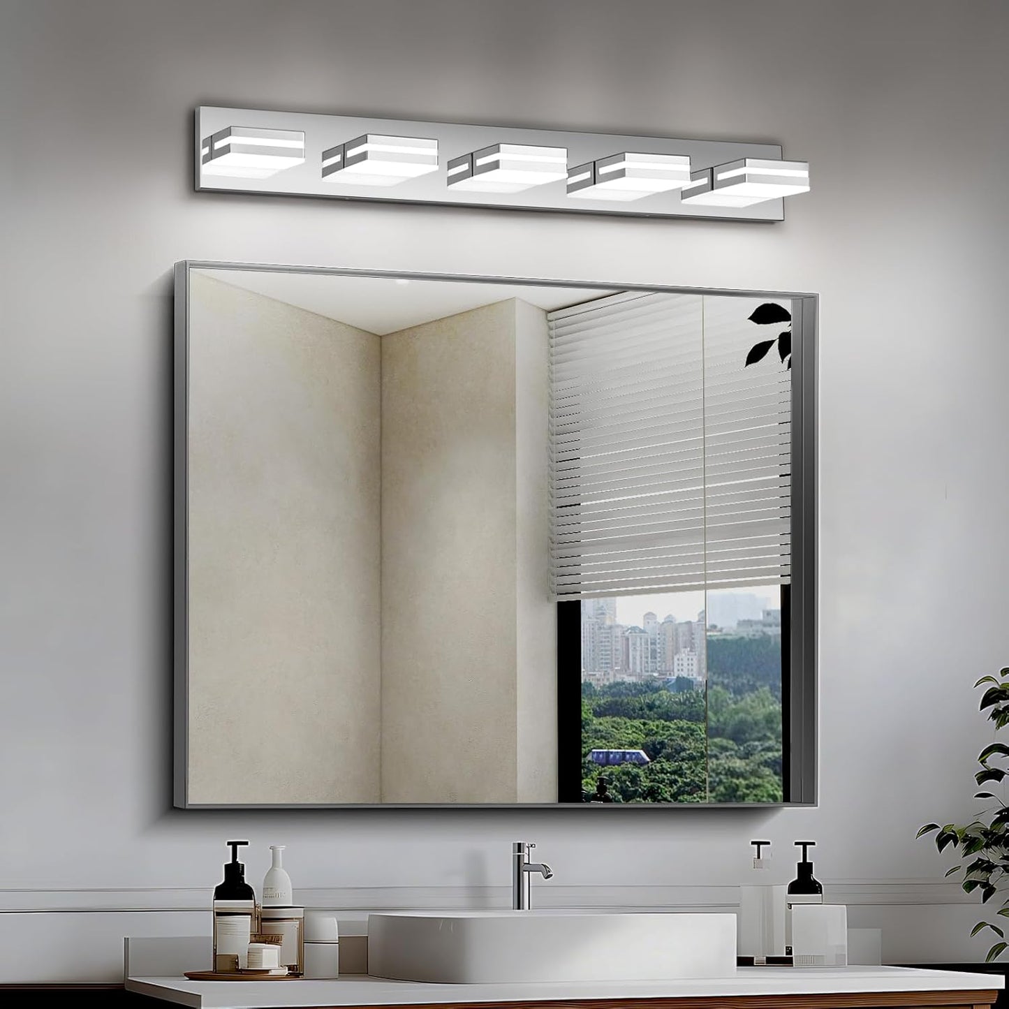 3-Light Modern LED Bathroom Vanity Light Fixture - Black Metal & Acrylic, 16-inch Over Mirror Lighting