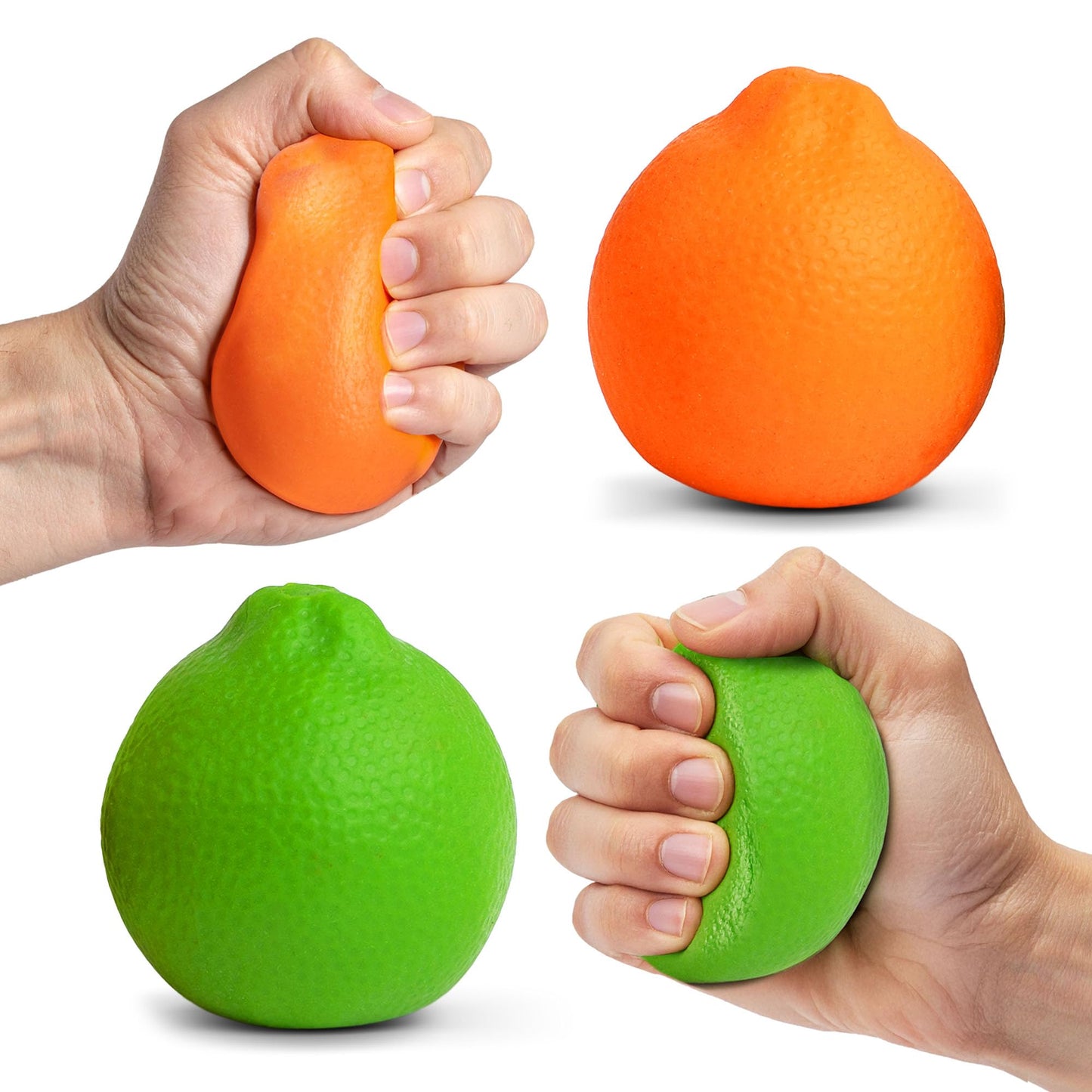 Ecowise Hand Therapy Fruit Squish Ball Pair – 2 Citrus Stress Balls for Adults, Hand Therapy and Grip Strength Trainer, Squeeze Balls for Stress Relief, Wrist and Finger Exercise, Latex-Free