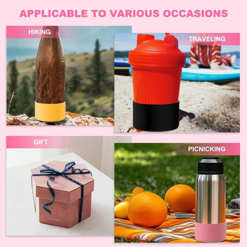 YELARXI Tumbler Boot Silicone Anti-Slip Protective Sleeve Bottom Water Bottle Accessories, 3.5 inch Diameter Fit for Stainless Steel Sports Vacuum Flask - 32-40oz (4 Pack, Black)