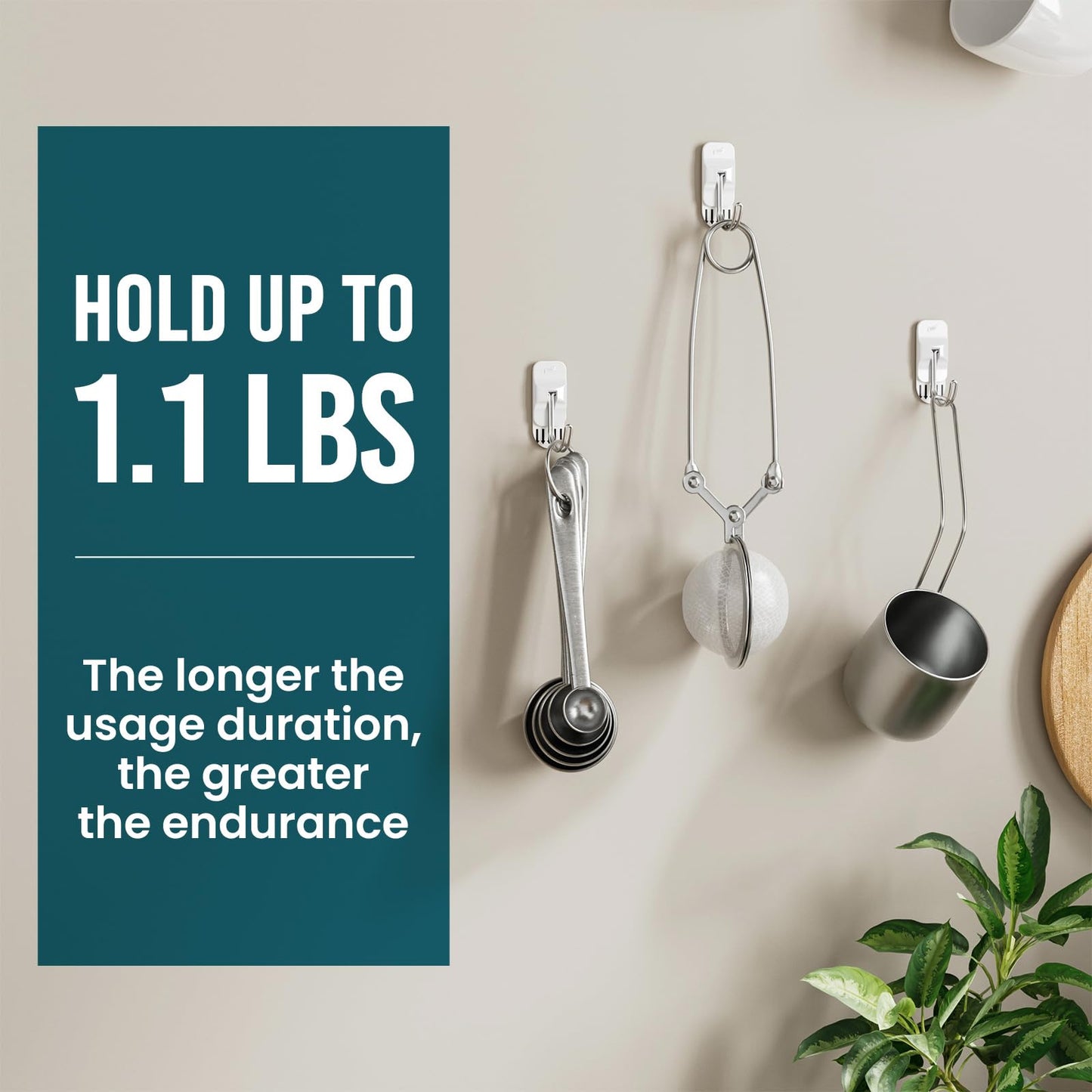 TAILI Damage-Free Hanging Hooks,10 Mini Utility Hooks and 2 Pcs Adhesive Strips, Holds up to 1.1 lb, No Tools Damage-Free Stick on Bathroom or Kitchen for Hanging Decorations,Organization-White