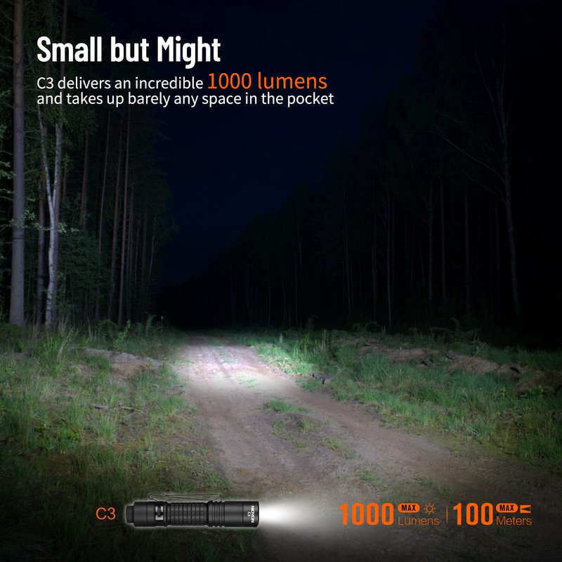NICRON C3 1000 Lumens EDC Flashlight, Type-C Rechargeable AA Pocket Flashlight Compact High Lumens Handheld Light, Mini Flashlight for Home Outdoor Camping, Hiking, Runing