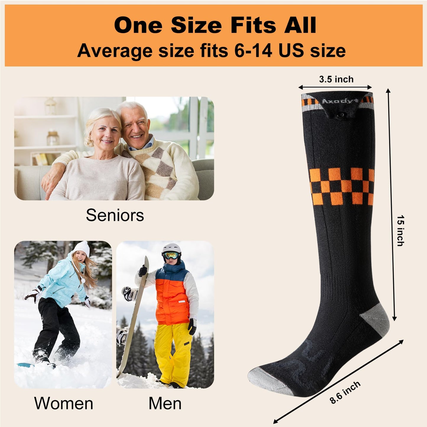 Heated Socks with App Control for Men Women, 8500mAh*2 Battery Rechargeable, Electric Socks with 4 Heating Levels for Winter Warm, Skiing, Hunting, Camping, Hiking, Cycling, Outdoor