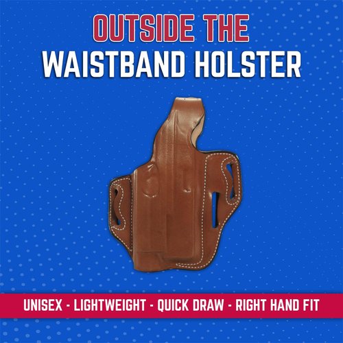 DeSantis Tac-Lite OWB Leather Pistol Holster - Leather Holster for Pistols, Belt Slide Holster, Compatible with GLOCK 19, 23, 32 w/ Streamlight TLR-7, TLR-8 - Right Hand Draw, Tan