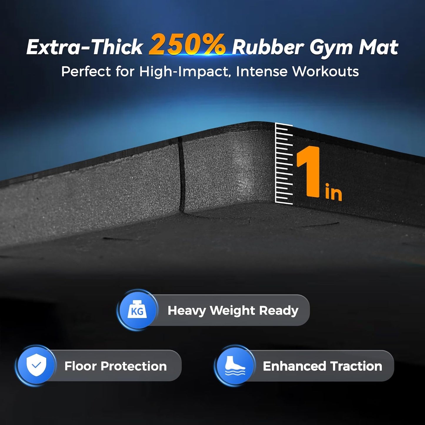 SUPERJARE Extra-Thick Rubber Exercise Mat - Interlocking Gym Flooring Tiles, 12 Pcs, 48 Sq Ft, Black/Grey
