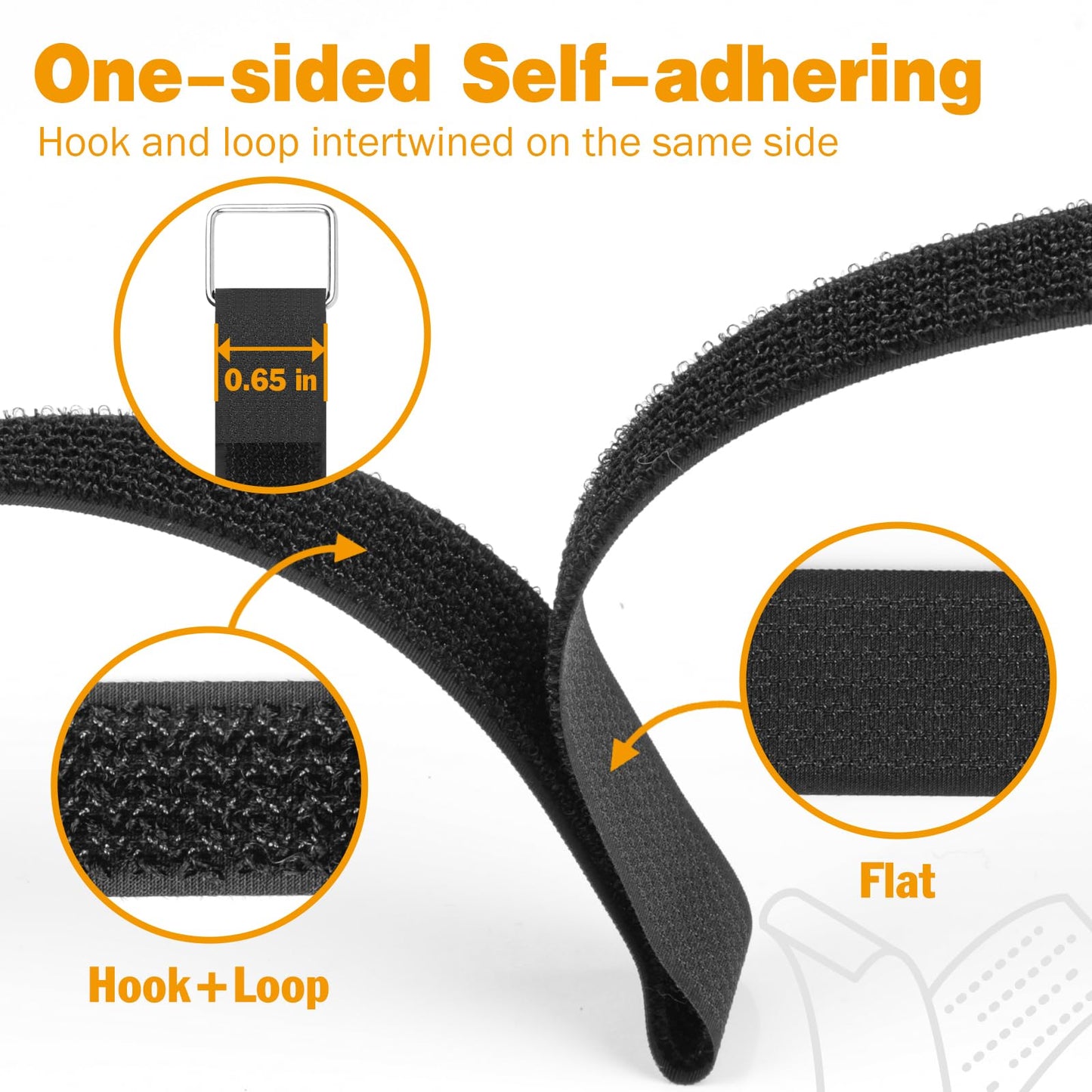 0.65" x82ft Hook and Loop Straps with 40 Metal Buckles, Adjustable Fastening Cinch Straps, Cut to Length Cable Straps, Reusable Nylon Straps 0.65 Inch Wide for Organizer or Storage, Black