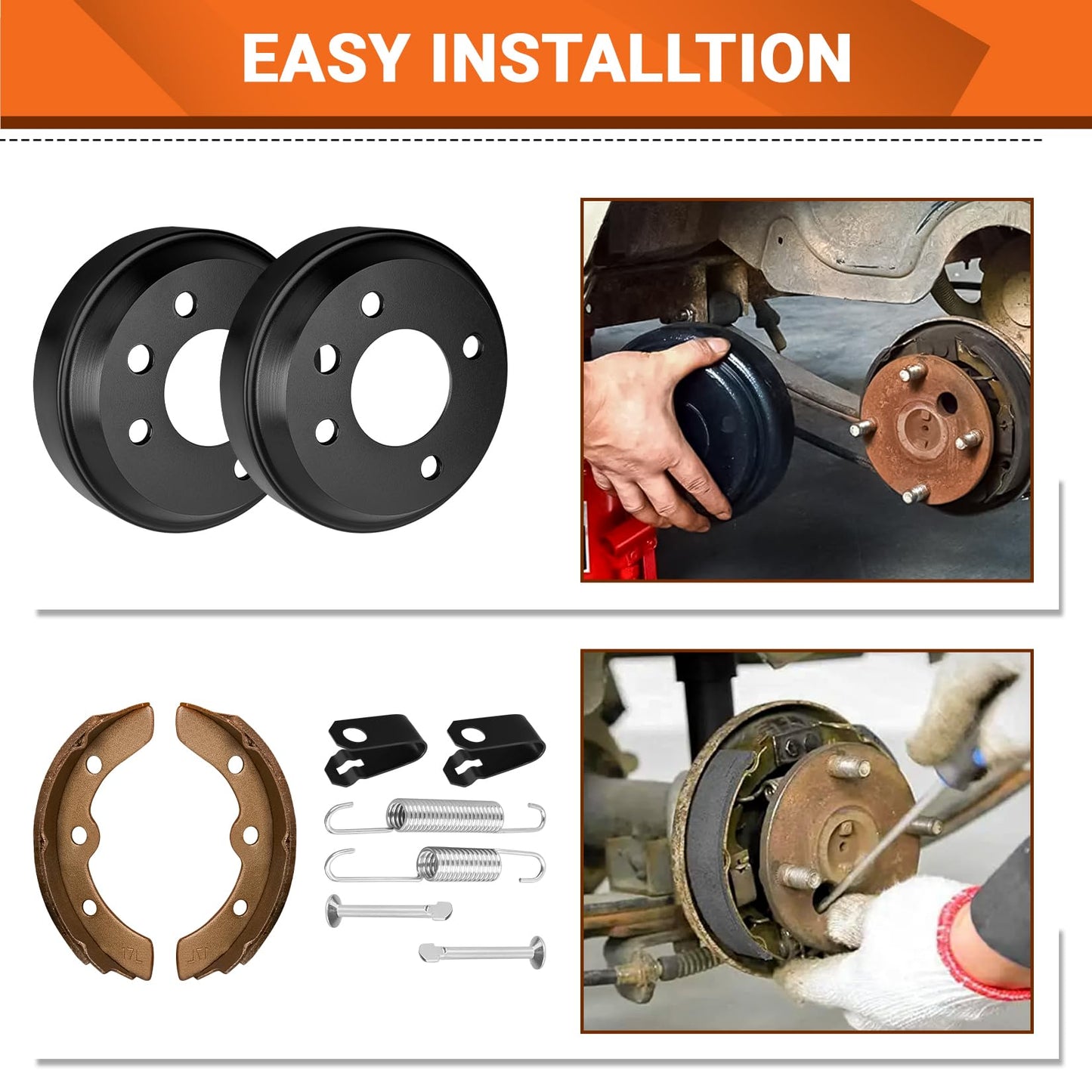 DRIVE UP Golf Cart Brake Hub Drum with Brake Shoes and Brake Spring Kit fit Club Car DS 1981-1994 Models, Replaces OEM 1011137 101146302 101816301