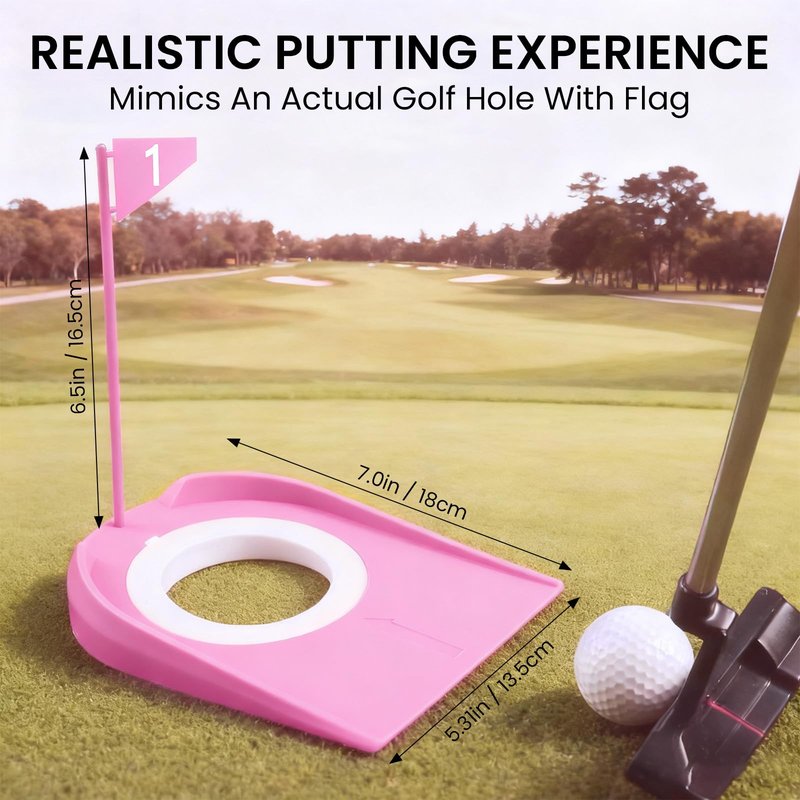 FINGER TEN Golf Putting Cup with Numbered Flag Design Value 6 or 9 Pack, Durable Plastic Practice Cups Golf Training Aids, Lightweight Easy to Carry for Office Backyard Indoor Outdoor (Pink-9 Pack)