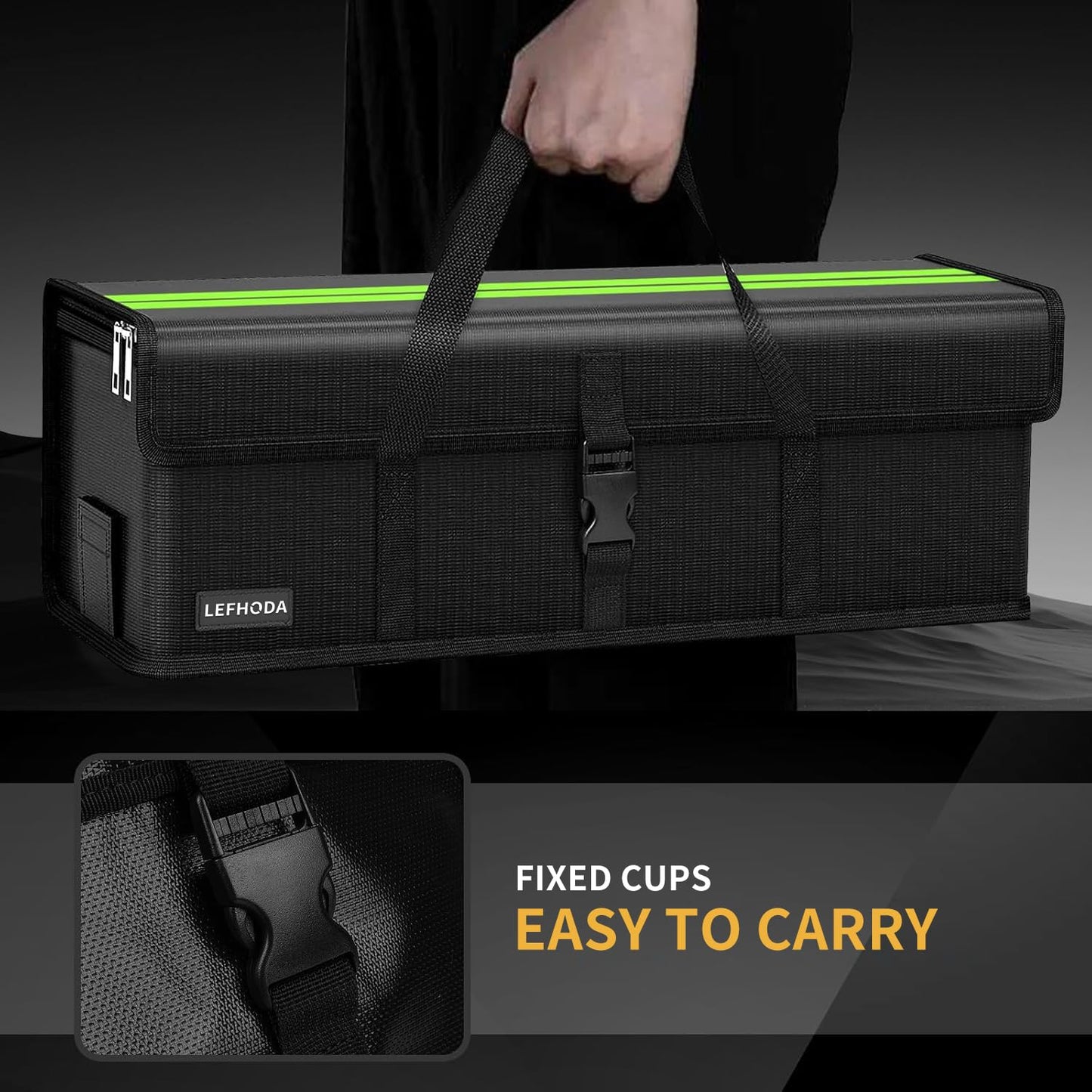 LEFHODA Fireproof E-Bike Battery Bag Case with 6-Layer Protection Up to 1400°C, Waterproof & Explosion-Proof, Large Capacity Lipo Safe Bag for Storage, Transport & Charging