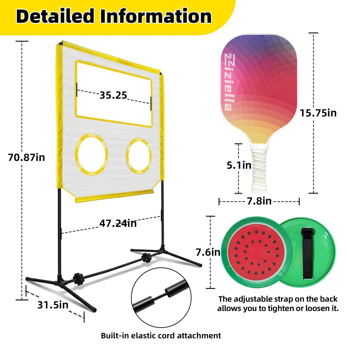 Ziziella Indoor Paddle Game with Net, Portable Pickleball Set with Net for Family or Solo Fun, All in One Outdoor Sports - Badminton, Pingpong, Tennis for Lawn, Backyard, Camping, Beach