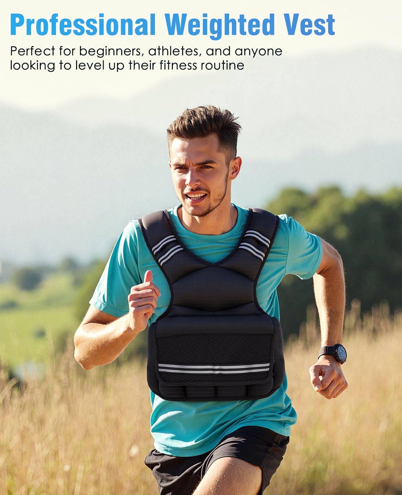 OYY Weighted Vest for Women Men, 8-18lbs Adjustable Running Vest with Reflective Stripe, Comfortable Weight Vests for Workout, Strength Training, Running, Walking, Jogging