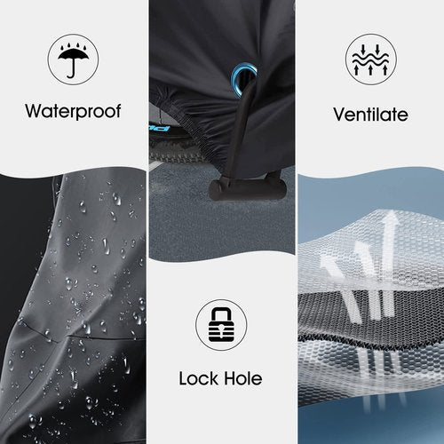EOYOBIKE Adult Tricycle Cover – Heavy Duty Waterproof Bike Cover for Outdoor Bicycle Storage Dustproof UV Protection
