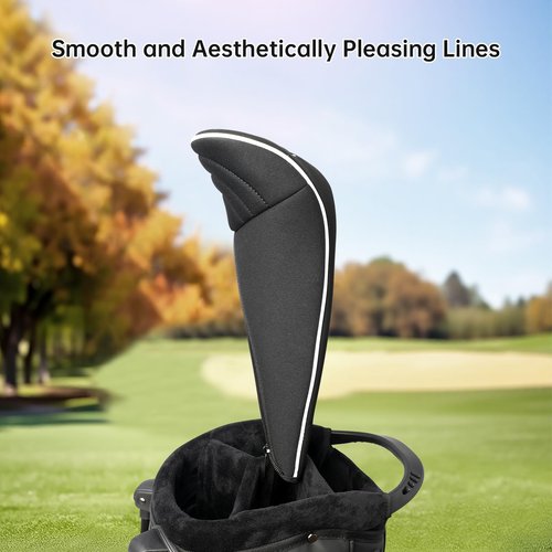 Golf Club Head Covers with Zipper - Balck Golf Club Covers for Woods and Driver Fairway Hybrids, Golf Accessories Headcovers Set (Black 1 3 5 7 X)